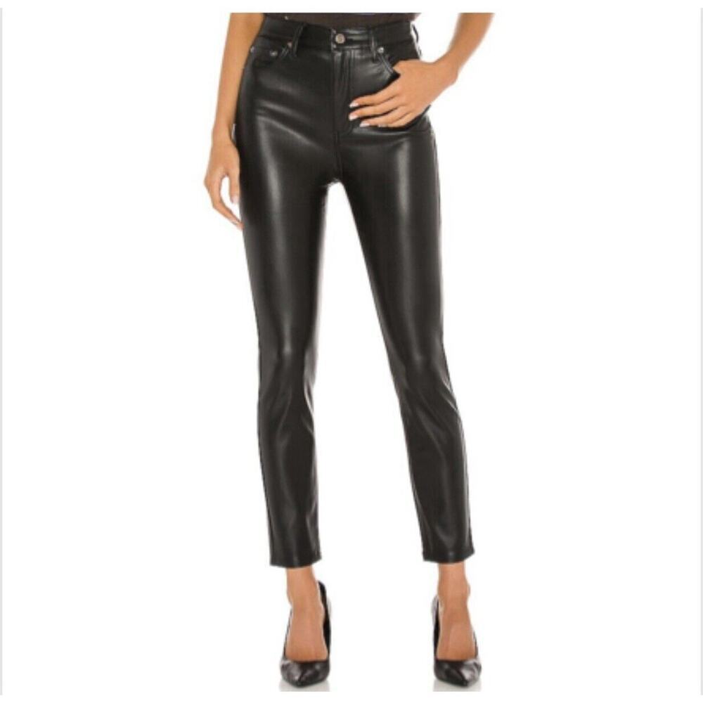 Pistola Aline High Rise Skinny Faux Leather Pants Size 31 Black Onyx